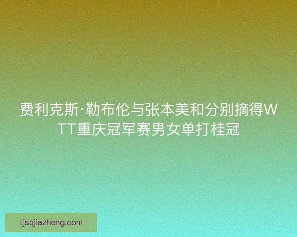 费利克斯·勒布伦与张本美和分别摘得WTT重庆冠军赛男女单打桂冠