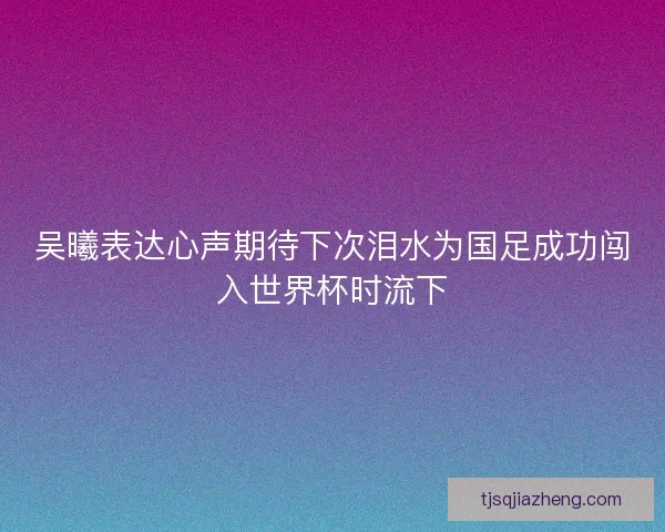 吴曦表达心声期待下次泪水为国足成功闯入世界杯时流下